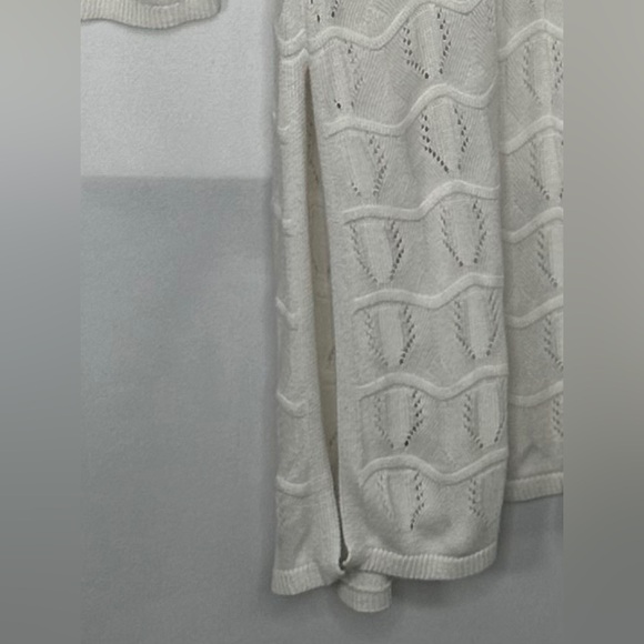 WHBM White Open Front Cardigan Long Lightweight Open Knit Sweater Sz XL - Picture 5 of 9